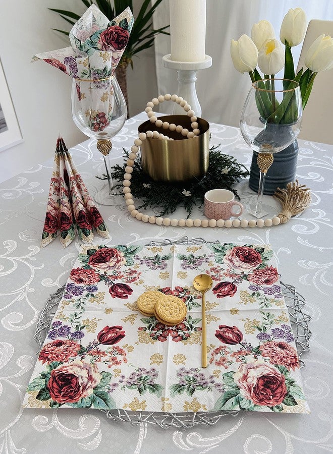 Importer AM AM Décor - 20 Count Soft 3-Ply Tissue Decoupage Luncheon Paper Napkins -13" x 13" (Unfolded) (Mysterious Roses, 13x13 Inch (Pack of 20)) - Image 4